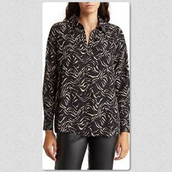 Pleione Zebra Printed Placket Blouse Size S - Picture 1 of 8